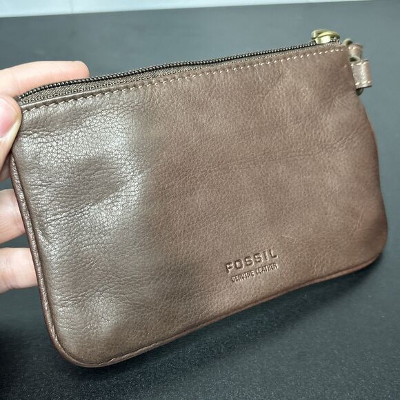 Fossil Small Wristlet Wallet With Embellishments Stripes Brown 6 x 4 Inches - Picture 5 of 11